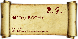 Móry Fóris névjegykártya