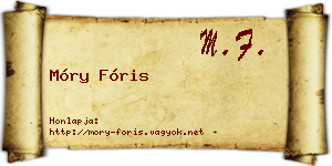 Móry Fóris névjegykártya